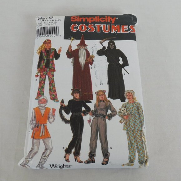Simplicity Other - Simplicity 5916 Costumes Ninja Hippie Grim Reaper Cat Wizard Adult Sizes XS - XL